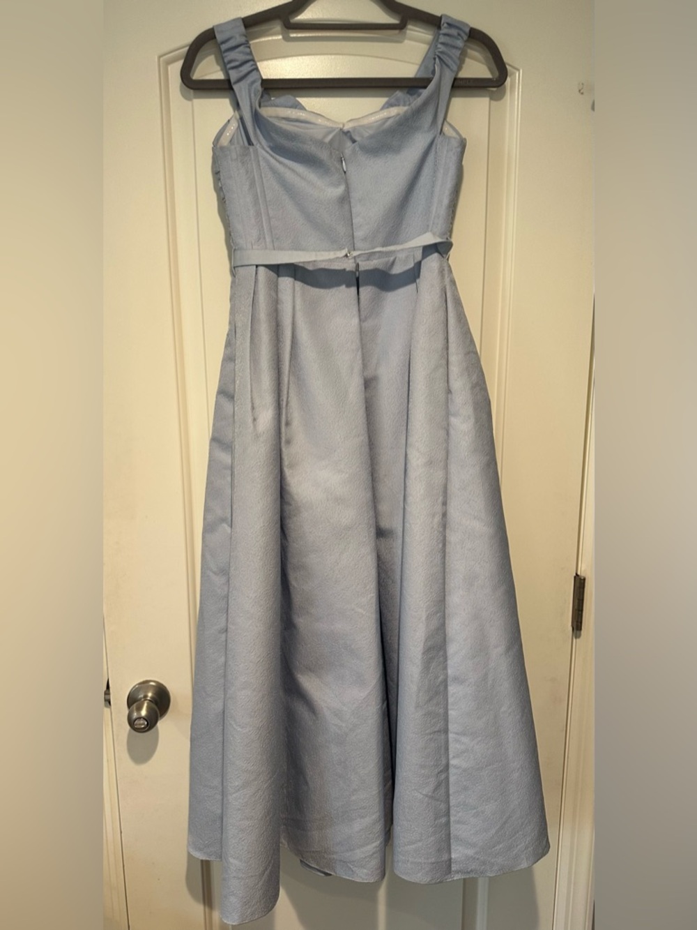 Self portrait blue textured off shoulder midi dress size 4 - Picture 6 of 8